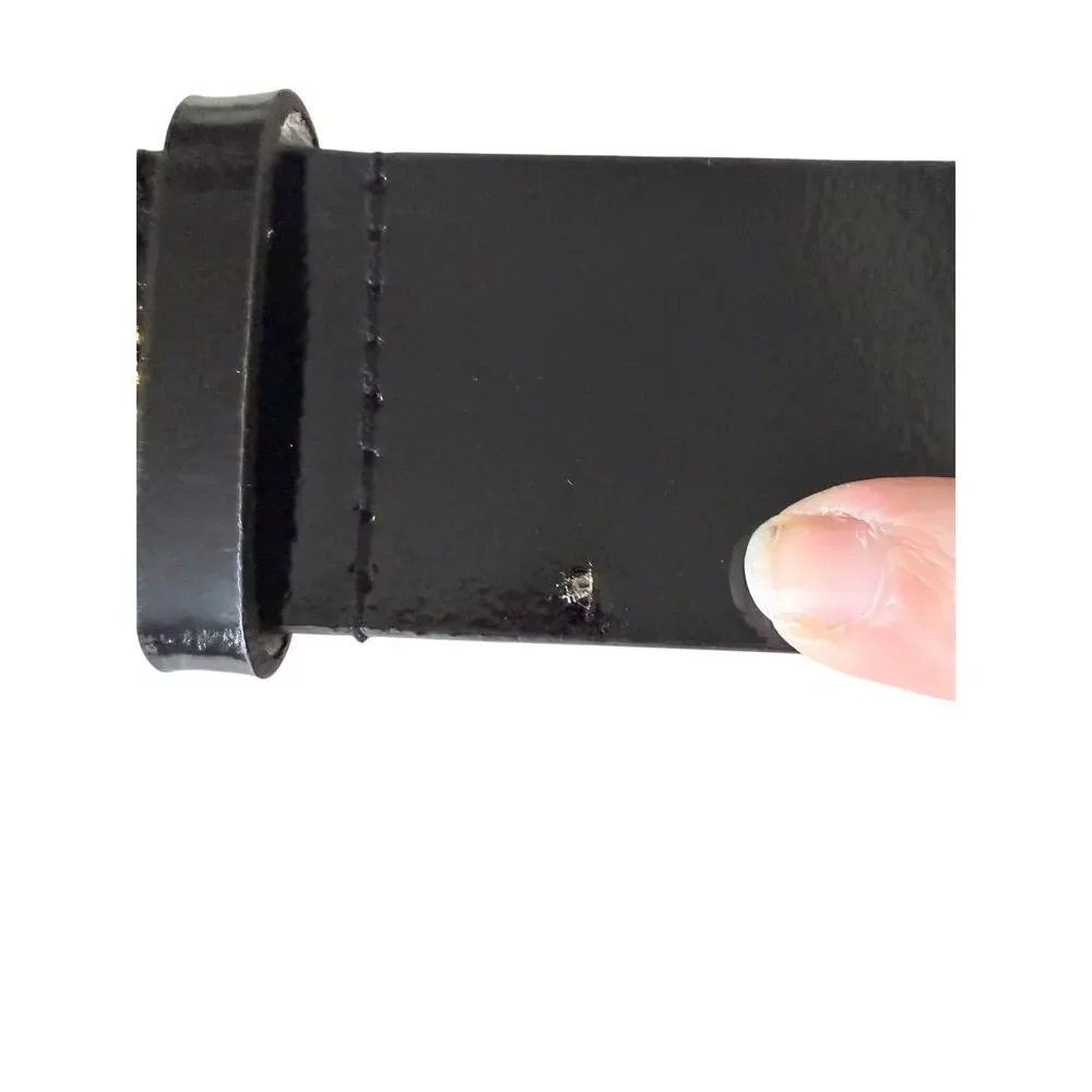 Nine West genuine patent black leather wide belt women’s small classy demure